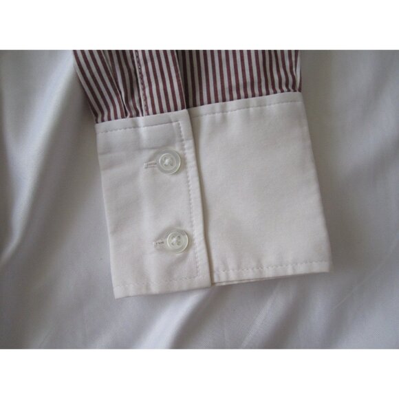 Women's Anne Taylor Button Stripes Long Sleeve Shirt Sz 8 (WB446) - Picture 4 of 8